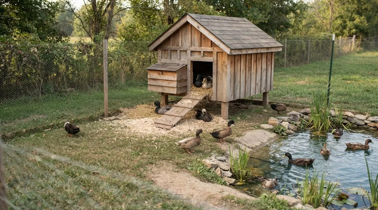 I have this page and need a main image for it. Create an image for duck housing

Use the site's established visual style consistently.

Required placement: Page main image. Required output f
